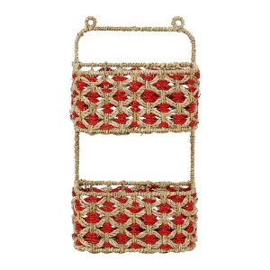 Ράφι τοίχου 2 θέσεις DAMIER NAT+RED